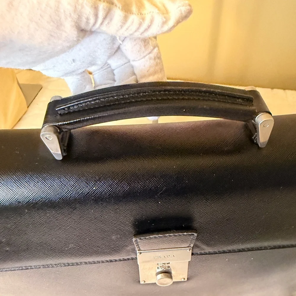 Prada Black Saffiano Leather Briefcase